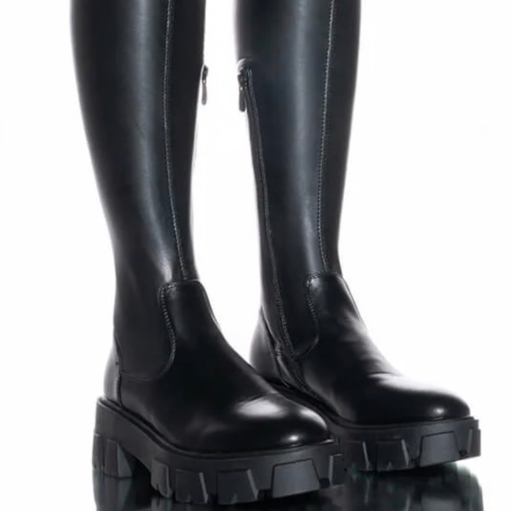 SLIM FIT AZALEA WANG LATE NIGHTS FITTED OVER THE KNEE FLATFORM BOOT WITH 4 WAY S